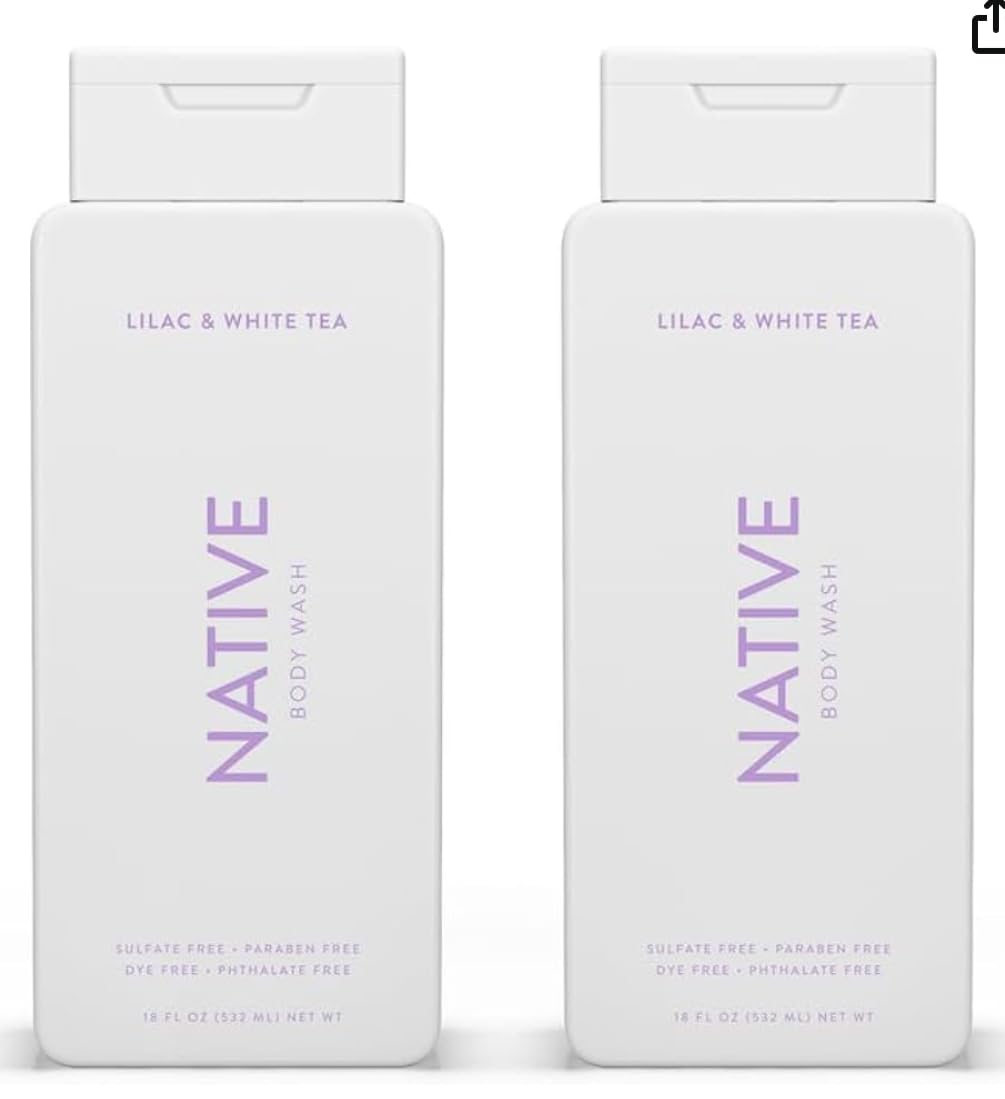 Naturally Derived Body Wash for Soft Skin | Lilac & White Tea 18 oz - 2 Pk
