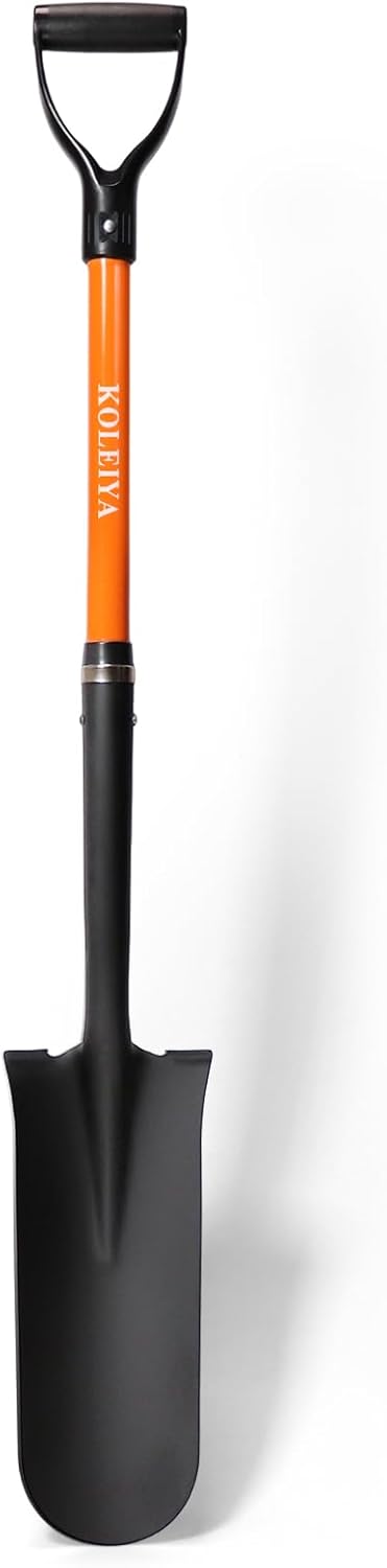 Heavy Duty 45-Inch Fiberglass Handle Drain Spade Shovel for Gardening