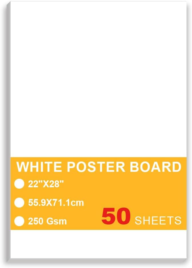 50 Sheets Heavyweight White Poster Board for Art and Crafts