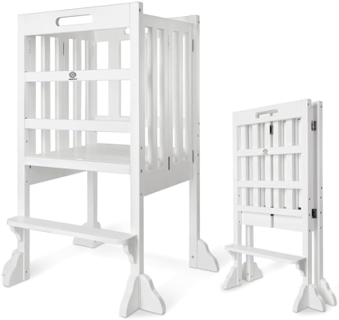 WOOD CITY Kitchen Step Stool Helper for Toddlers - Safe & Adjustable