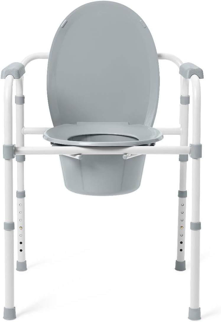 3-in-1 Bedside Commode Chair with Elongated Seat for Comfort