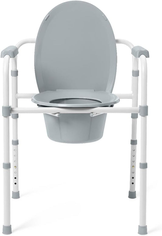 3-in-1 Bedside Commode Chair with Elongated Seat for Comfort