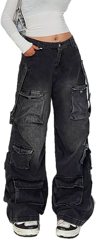 Women's Cargo Pants Low Waist Baggy Jeans for Trendy Style