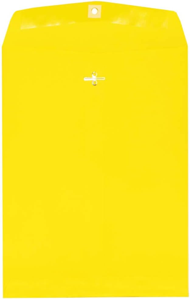 JAM PAPER 9 x 12 Yellow Envelopes with Clasp Closure - Bulk 500