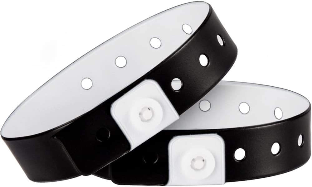Ouchan Plastic Wristbands Black for Events, Parties, and More