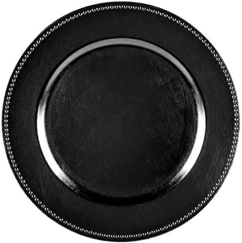 Elegant 13-inch Black Beaded Charger Plates for Dining Tables