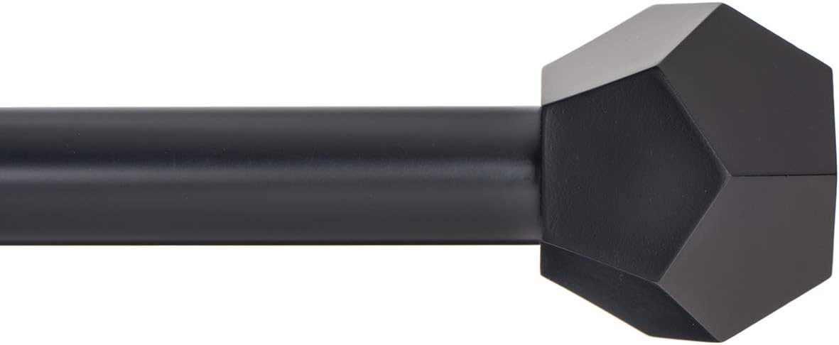 Ivilon Black Curtain Rod - Stylish Faceted Design, Adjustable 48-86 Inch