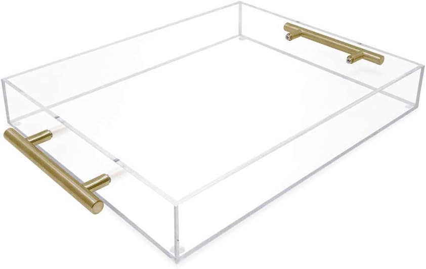 Isaac Jacobs Clear Acrylic Serving Tray with Gold Handles