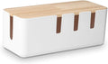 Cable Management Box with Wood Lid - Tidy Power Strip Organizer