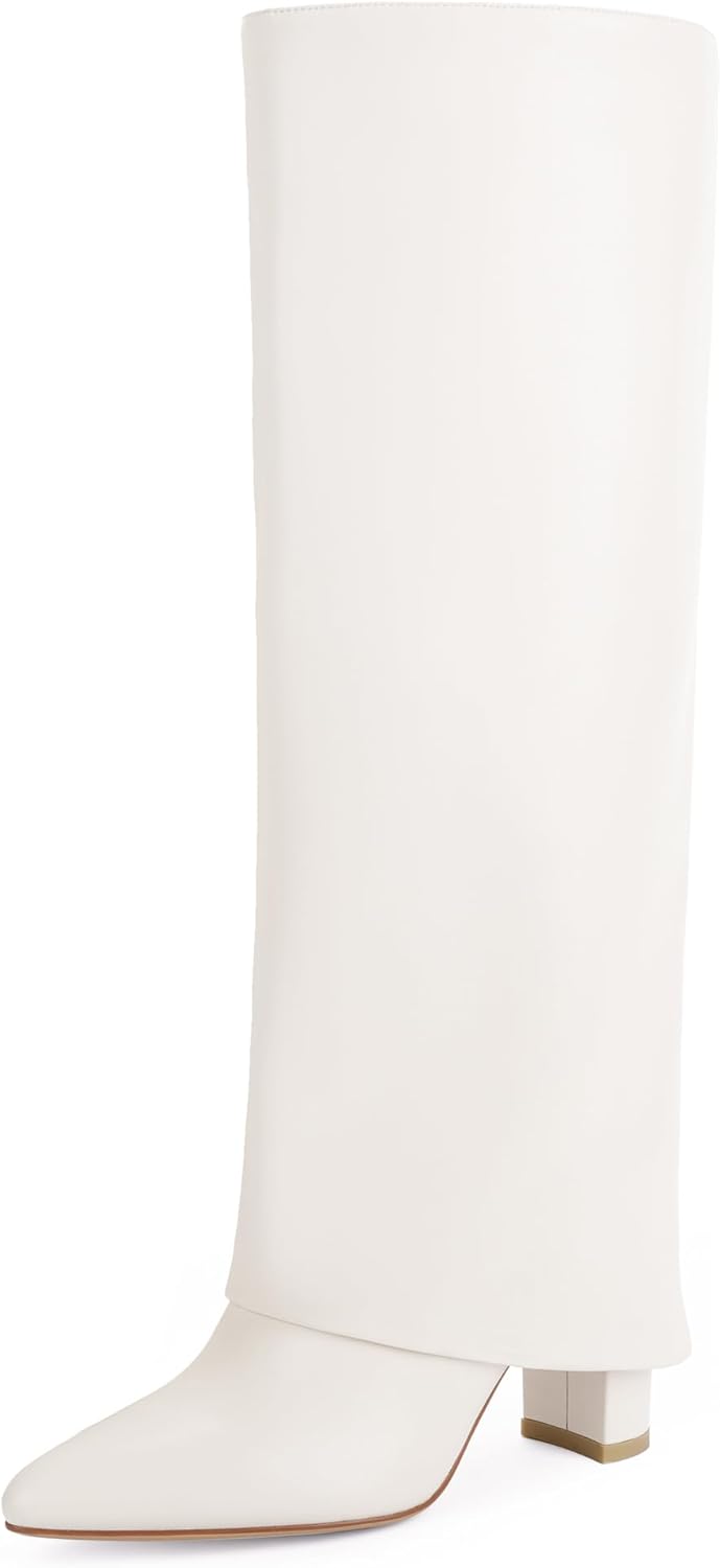 Modatope Knee High Boots for Women with Chunky Heels and Zipper