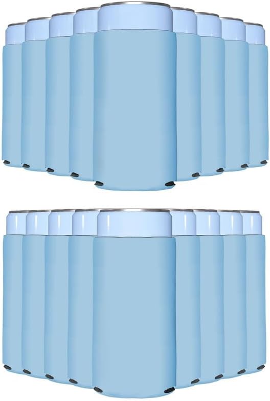 Placid Blue Blank Slim Can Cooler Sleeves for Custom Events