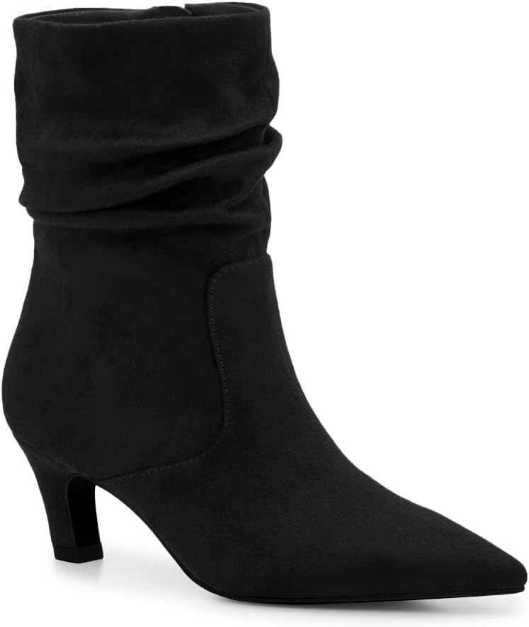 Coutgo Women's Slouchy Ankle Boots with Kitten Heel Design