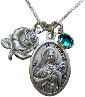 St Therese of Lisieux Necklace with Miraculous Medal Charm