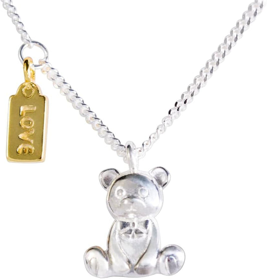 925 Sterling Silver Bear Pendant Necklace for Women and Girls