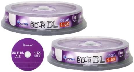 Smart Buy 20 Pack BD-R DL 50GB 6X Blu-ray Discs for Storage