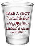 Personalized wedding favor shot glasses - Custom names & date