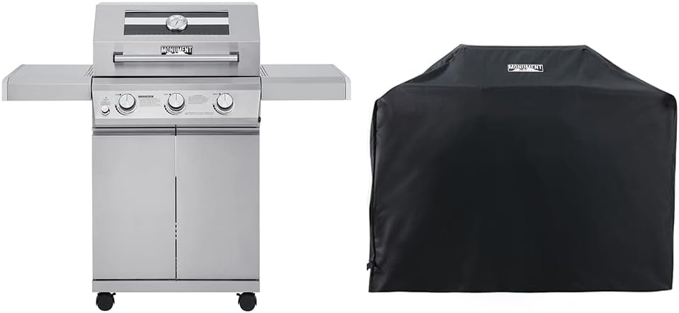 Monument Grills 3-Burner Propane Gas Grill with BBQ Cover