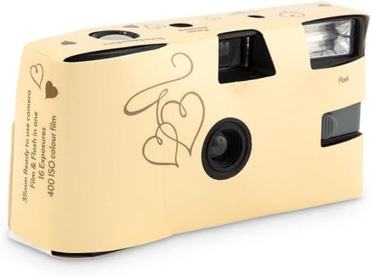 Gold Enchanted Hearts Disposable Wedding Camera