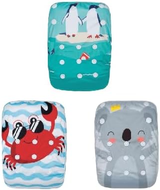 KaWaii Baby Swim Cloth Diapers - Adjustable & Reusable - Perfect for Swim Lessons - 3-Pack