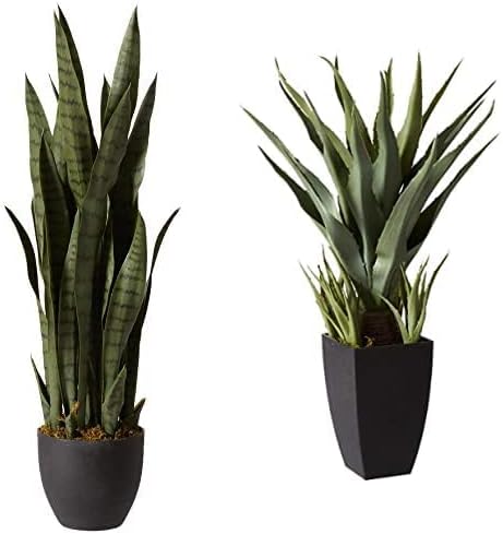 Sansevieria and Agave Artificial Plants Bundle for Indoor Decor