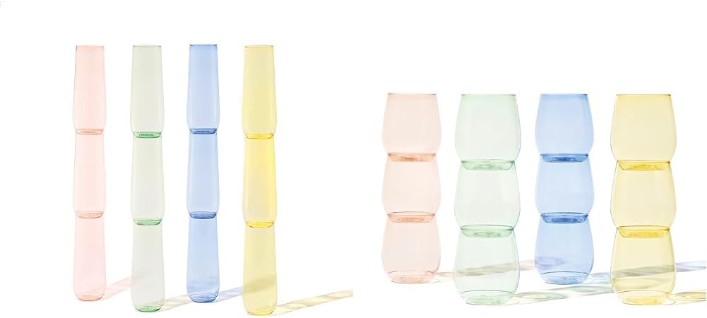 TOSSWARE Color Series Bundle: 12 Premium Flute & Vino Glasses