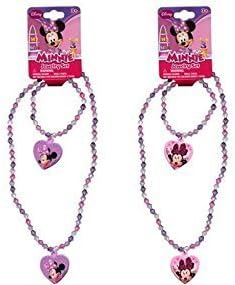 Disney Minnie Bowtique Necklace & Bracelet Set x 2 - Pink & Purple