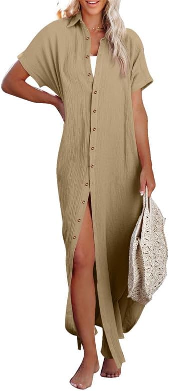 Dokotoo Womens Casual Short Sleeve Beach Cover Ups for Summer