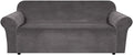Stretch Velvet Sofa Cover for Large 3-Cushion Sofa 90ft-97ft - Grey