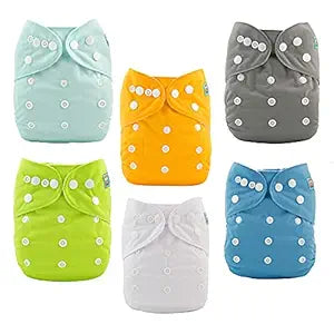 ALVABABY Baby Cloth Diapers Adjustable Washable Reusable 6 Pack