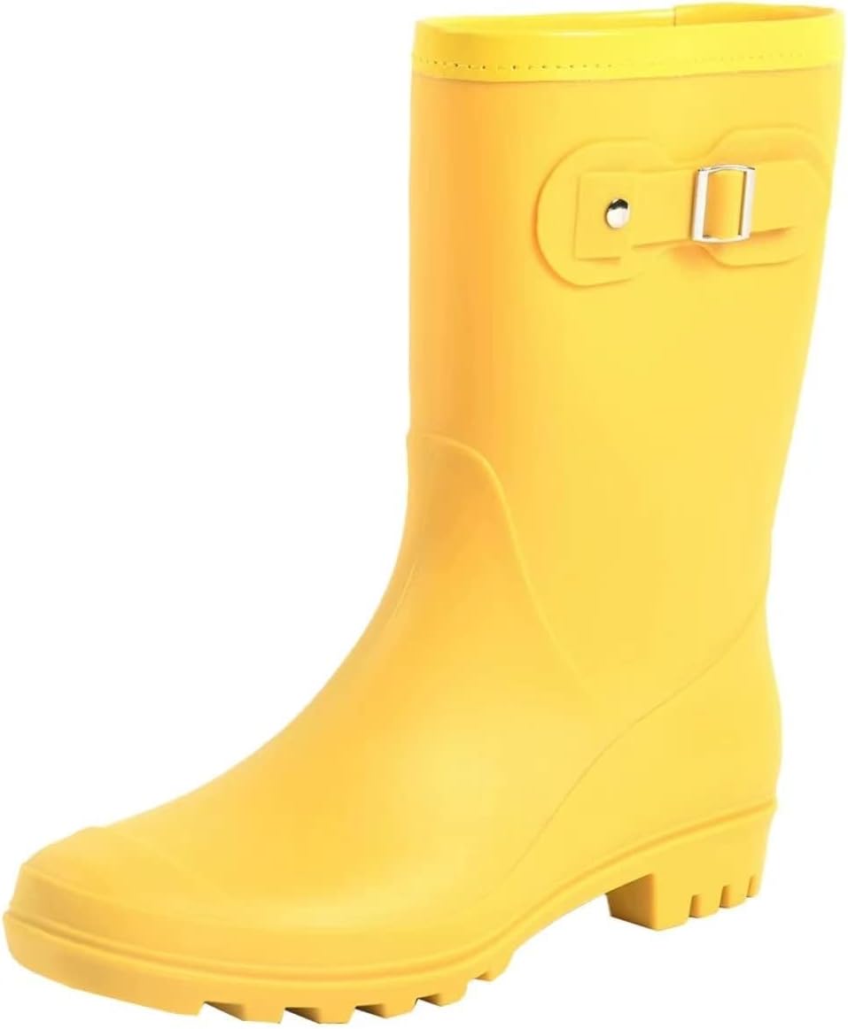 Women's Mid Calf Rain Boots Waterproof Fashion Garden Shoes