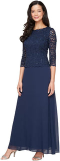 Alex Evenings 3/4 Sleeve Stretch Lace Bodice One Piece Mother