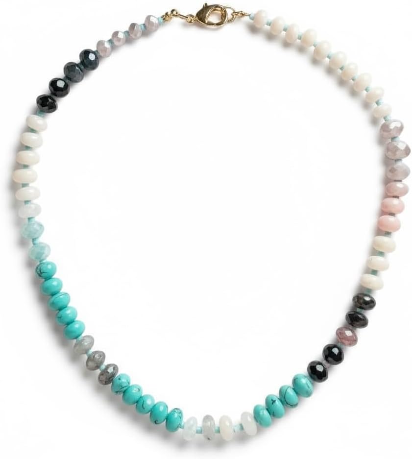 Gemstone Resin Bead Necklace - Handmade 17in Jewelry Piece