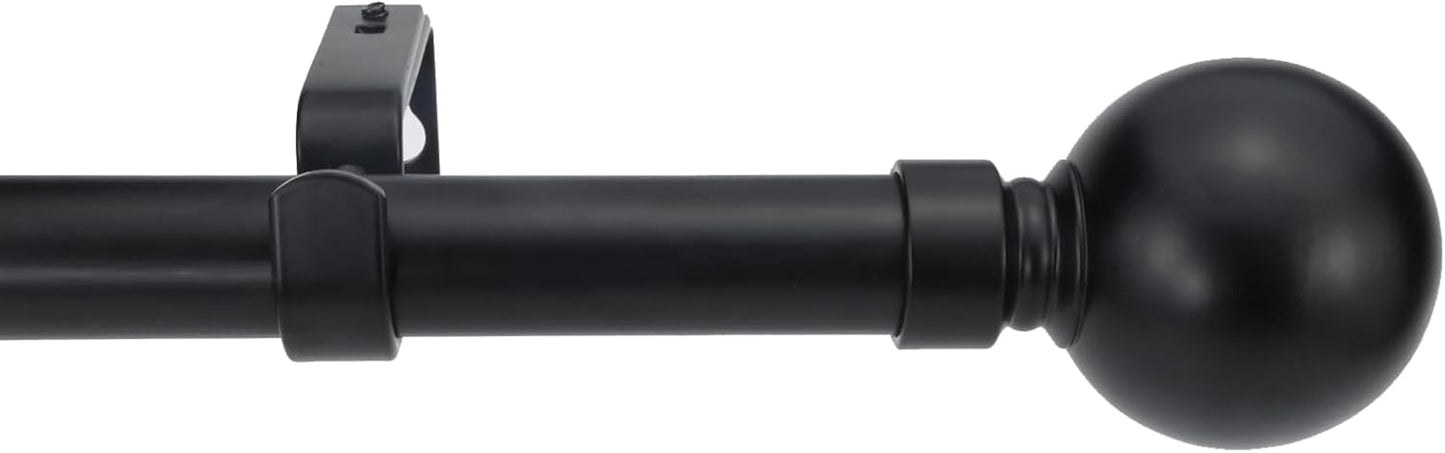 Adjustable Matte Black Curtain Rod - Modern Design, Heavy Duty | Fits 36-84 Windows