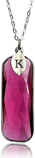 Ruby Quartz Birthstone Necklace for Women - Rectangular Bar Pendant