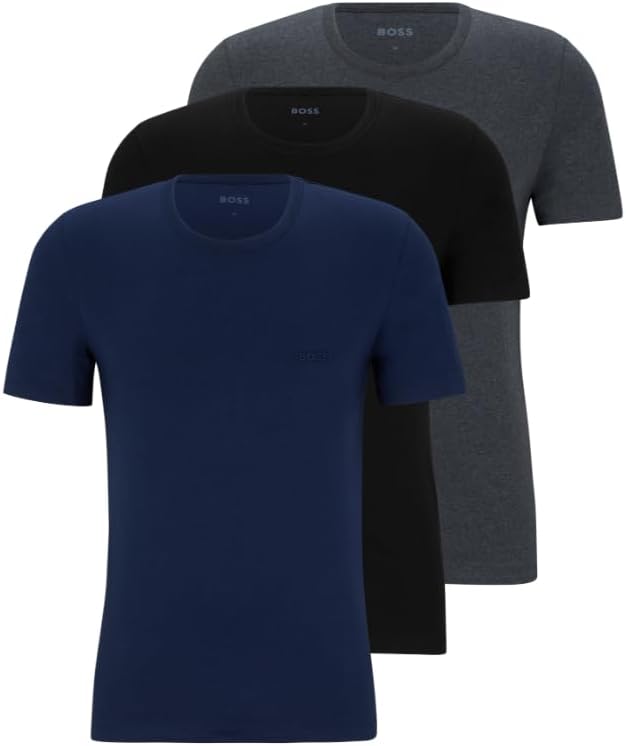 BOSS Men's 3-Pack Classic Logo Cotton T-Shirts for Comfort