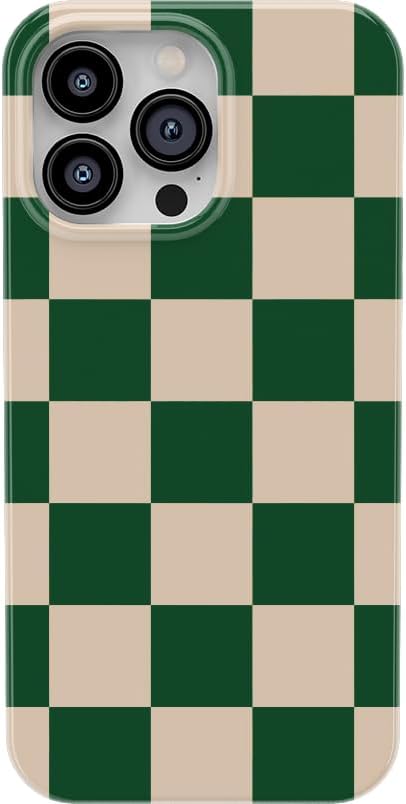 Casely iPhone 13 Pro Case - Classic Ultra Slim Green Checkerboard