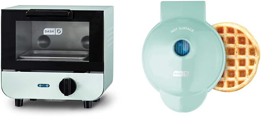 DASH Mini Toaster Oven & Waffle Maker Bundle - Perfect Portions, Aqua
