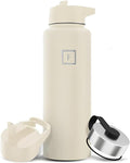 Camping & Hiking Hydration Flask with 3 Lids - Insulated 40 oz