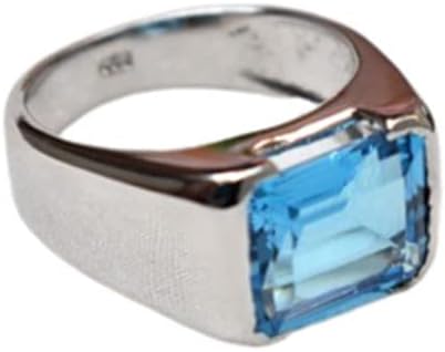Blue Topaz Mens Ring in 925 Sterling Silver for Unique Style