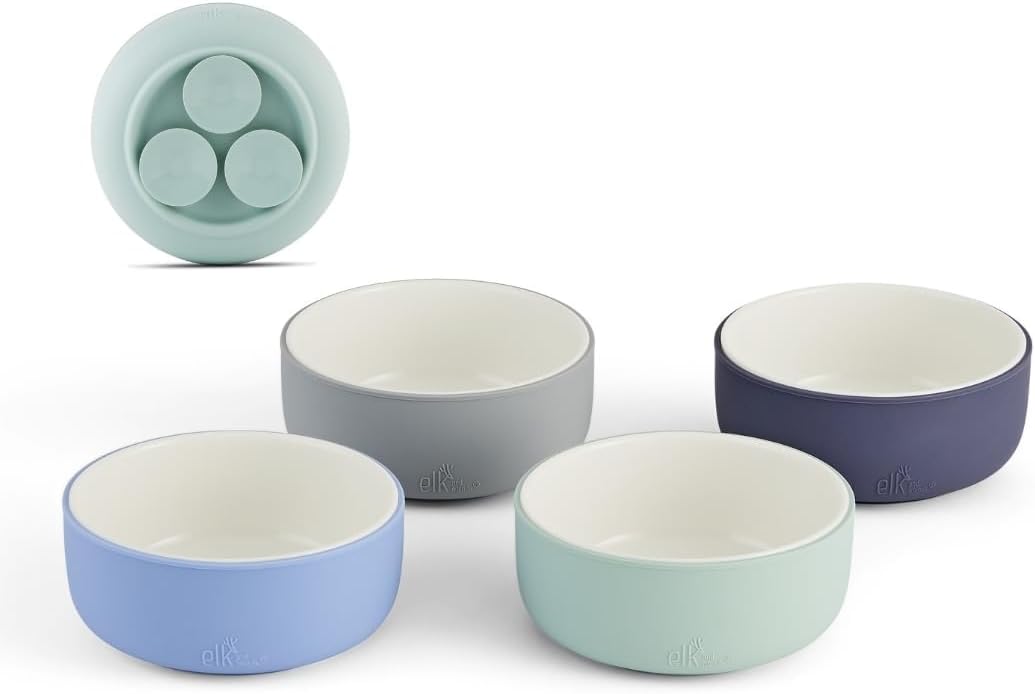 Elk and Friends Kids Porcelain Bowls with Suction Sleeve