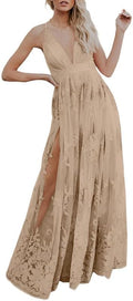Dokotoo Womens Formal Dresses Deep V-Neck Lace Evening Dress