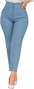 Womens Straight Leg Pants High Waisted Stretchy Work Trousers Jewelry