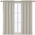 Blackout Curtains - Thermal Insulated Rod Pocket Drapes, Light Beige