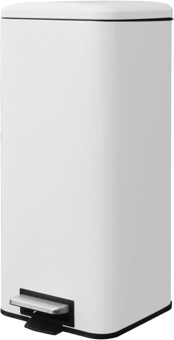 8 Gallon Square Trash Can with Lid for Kitchen and Office Use