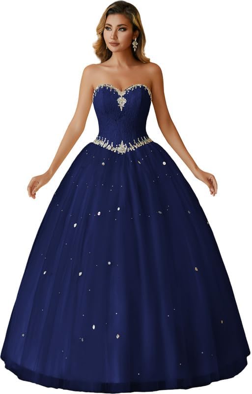 Women's Sweetheart Ball Gown Tulle Quinceanera Dress for Prom