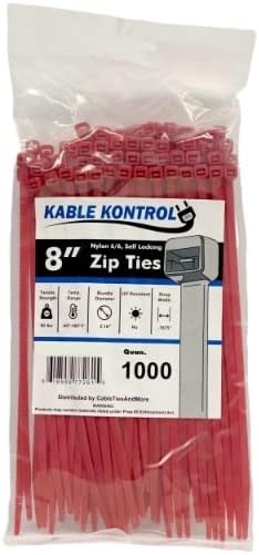 Kable Kontrol Red Zip Ties 8 Inch 1000 Pcs for Versatile Use