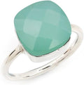 Aquamarine Silver Ring for Women - Handmade Aqua Chalcedony