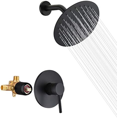 Sumerain Matte Black Shower Faucet Set with 8 Inch Rain Head