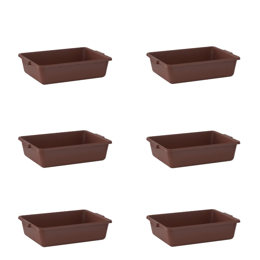 Durable 6-Pack 20 in x 15 in x 5 in Brown Bus Tub Set