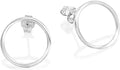 Dainty Circle Stud Earrings - Minimalist 15mm Open Circle Karma